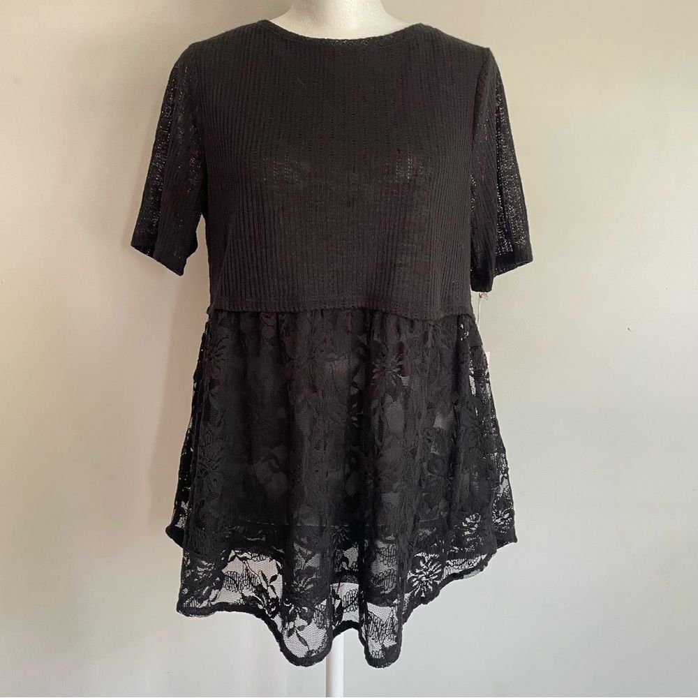Lauren Conrad Bee Mine Black Lace Baby Doll Top NEW Women’s Size Small - Picture 10 of 10